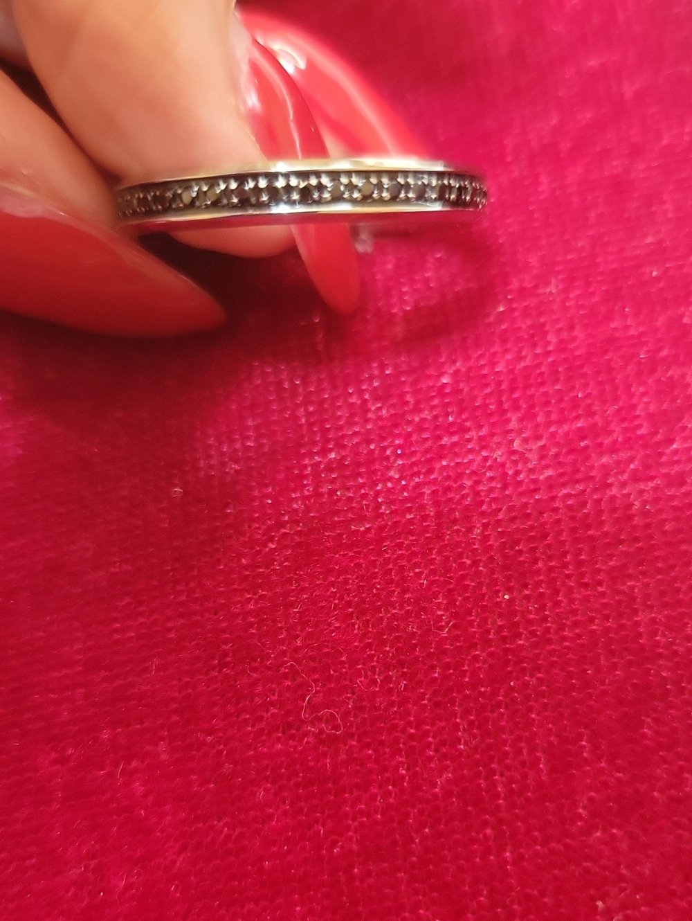 New Brosway Italia Silver Black Pavé Stackable Ring - 10